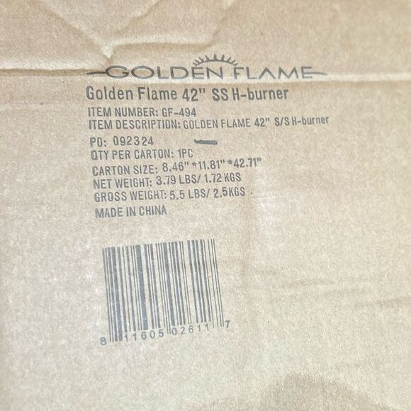 Golden Flame 42" x 8" Fire Pit/Fireplace SS H-Burner w/Connection Kit. NIB! - Picture 8 of 10